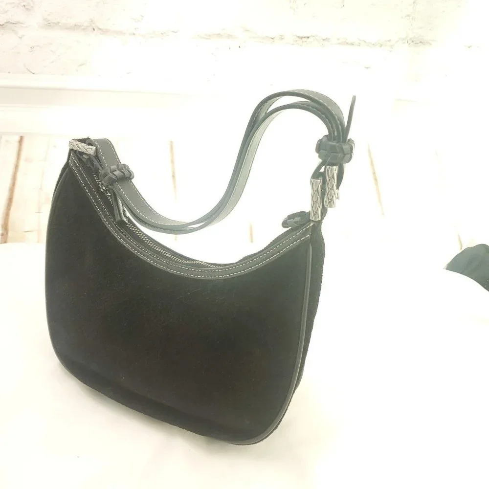 The Sak Womens Black Leather Inner Pockets Adjustable Shoulder Strap Hobo Bag
